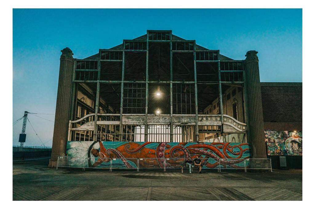 Historic Asbury Park building along the Jersey Shore waterfront